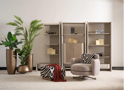 Armchair with Stool Wing Chair TV Chair Upholstered Chair Gray Zerba